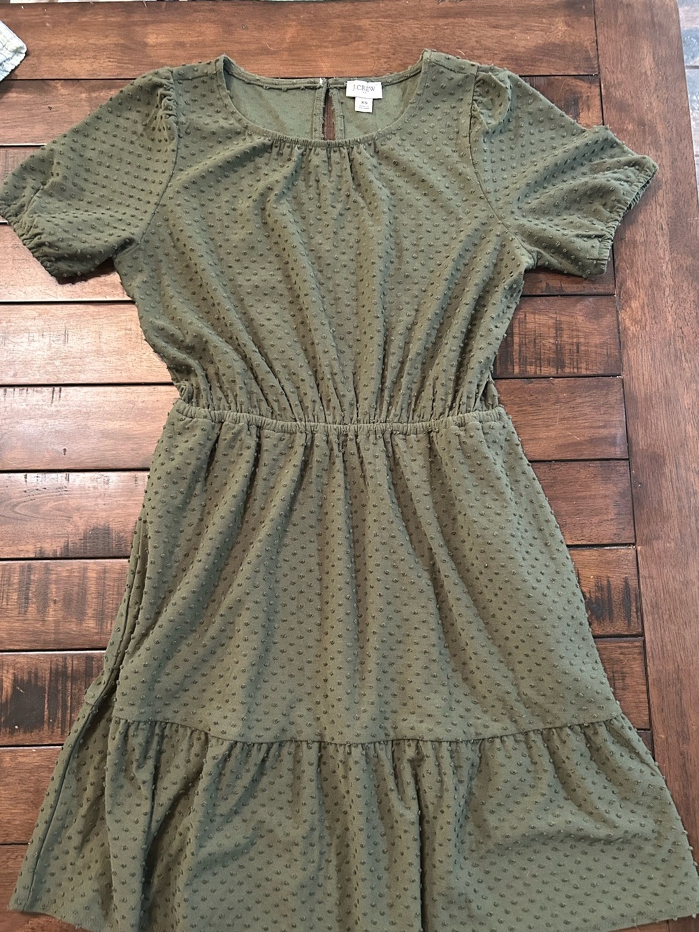J. Crew Olive Green Dot-Texture Shift Dress